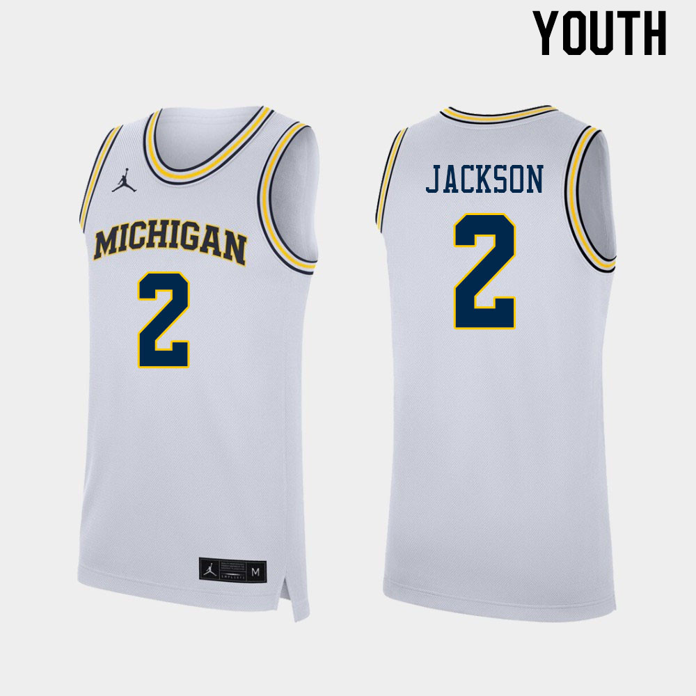Youth #2 Tray Jackson Michigan Wolverines College Basketball Jerseys Stitched Sale-White